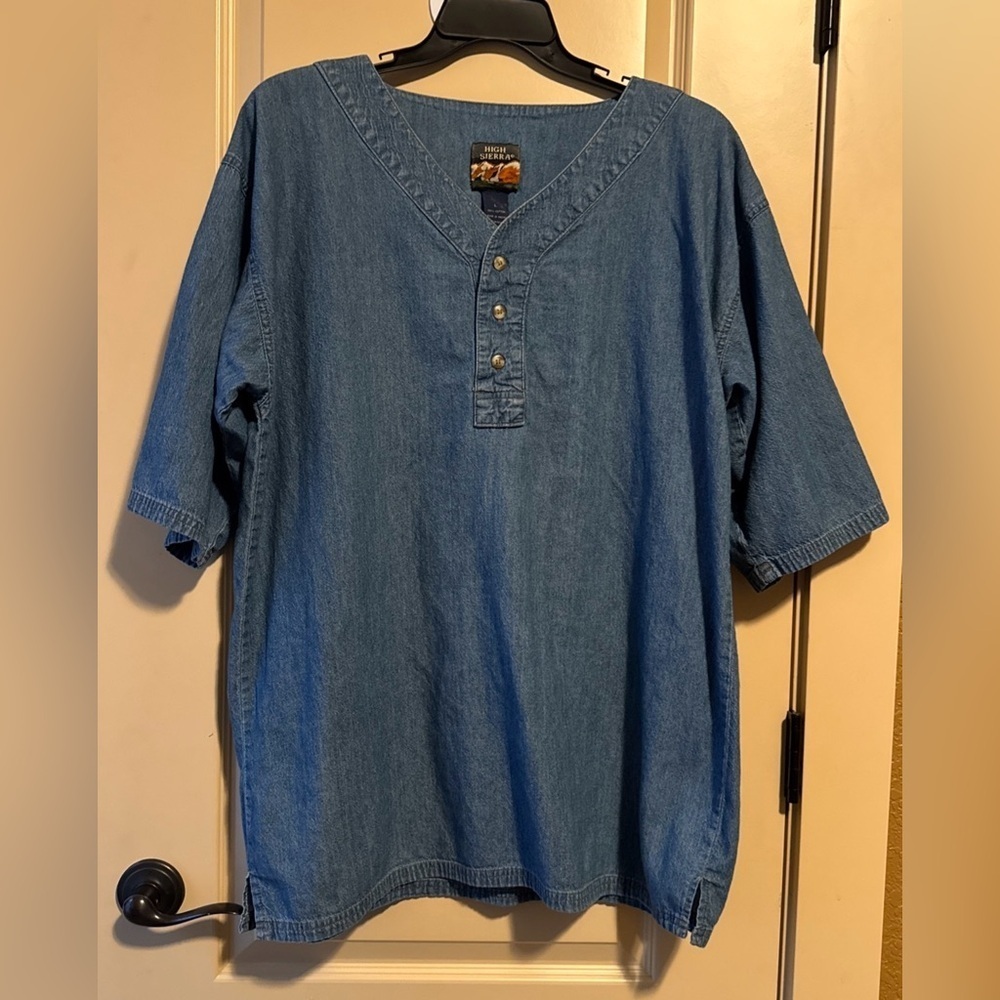 High Sierra Denim Blue Casual Button Down Shirt Men